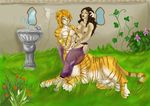  breasts duo feline female golden_tabby_tiger henna hi_res human kaeaskavi male mammal nude oriental paint painting penis taur tiger 
