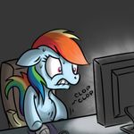  chair clenched_teeth computer equine friendship_is_magic grey_background horse masturbation monitor mouse mouse_pad my_little_pony plain_background pony rainbow rainbow_dash_(mlp) rodent sweat teeth text 