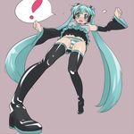  blush boots detached_sleeves green_eyes green_hair haruhisky hatsune_miku headphones long_hair necktie open_mouth panties simple_background skirt solo striped striped_panties thigh_boots thighhighs twintails underwear very_long_hair vocaloid 