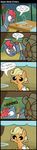  applejack_(mlp) blonde_hair brown_eyes comic cute diaper drooling duo english_text equine female feral food freckles friendship_is_magic hair heart_attack horse male mammal mrbastoff my_little_pony pony red_hair saliva signature table text tongue young 