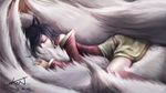  ahri animal_ears eyes_closed female hi_res league_of_legends lying multiple_tails solo 