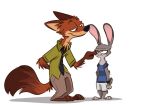  boop canid canine chest_tuft disney duo female fox judy_hopps lagomorph male mammal nick_wilde nose_boop piemations rabbit simple_background tuft white_background zootopia 