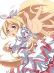  absurdres blonde_hair choker cure_rhythm frills green_eyes hair_ribbon hairband highres long_hair magical_girl minamino_kanade outstretched_arms precure ribbon solo spread_arms suite_precure tasaka_shinnosuke 