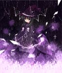  akemi_homura bad_id bad_pixiv_id black_hair cross dress_shirt ghost_tail hat homulilly mahou_shoujo_madoka_magica purple_eyes remoyona shirt solo wings witch_hat 