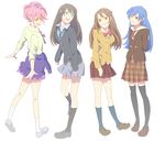  :d black_legwear blazer blue_eyes blue_hair brown_eyes brown_hair cardigan clothes_around_waist fio88 idolmaster idolmaster_(classic) idolmaster_cinderella_girls jacket jougasaki_mika kisaragi_chihaya kneehighs loafers long_hair multiple_girls necktie one_side_up open_mouth pink_hair plaid plaid_skirt ponytail school_uniform school_wear_(idolmaster) shibuya_rin shimamura_uzuki shoes skirt sleeves_rolled_up smile socks sweater sweater_around_waist thighhighs white_legwear yellow_eyes 