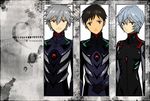  2boys ayanami_rei black_bodysuit blue_eyes bodysuit evangelion:_3.0_you_can_(not)_redo ikari_shinji multiple_boys nagisa_kaworu neon_genesis_evangelion plugsuit rebuild_of_evangelion red_eyes short_hair smile tsuzuki_(flee_away) white_hair 