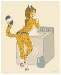  ???????? amur_leopard big_breasts blue_eyes breasts brown_hair clothed clothing cute feline female hair half-dressed laundry leopard looking_at_viewer mammal panties pawpads pawprint plain_background rosettes russian spots thighs topless underwear viktoria_(darkewulf) washing_machine white_background 