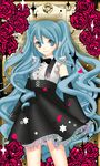  aqua_eyes aqua_hair cherry2317 detached_sleeves hatsune_miku long_hair skirt solo very_long_hair vocaloid 