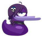  avian beak blue_eyes censor_duck duck female hair looking_at_viewer ponytail purple_eyes purple_feathers purple_hair skull wakfu what z-tv zone-archive zone-tan 