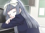  1girl blue_hair character_request crescendo d.o. game_cg long_hair school_uniform uniform 