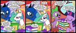  blue_eyes blue_fur blue_hair book comic cub dialog dialogue dragon english_text equine female feral friendship_is_magic fur green_eyes hair horn horse inside madmax male mammal multi-colored_hair my_little_pony pony princess princess_celestia_(mlp) princess_luna_(mlp) purple_eyes purple_fur purple_scales royalty sibling sisters spike_(mlp) text tiara twilight_sparkle_(mlp) two_tone_hair unicorn white_fur window young 
