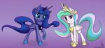  blue_eyes blue_fur blue_hair duo equine female feral friendship_is_magic fur hair horn looking_at_viewer mammal my_little_pony princess princess_celestia_(mlp) princess_luna_(mlp) purple_background purple_eyes royalty sibling sisters sonicrainboom93 tiara tyruas white_fur winged_unicorn wings 