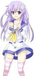  :d choker choujigen_game_neptune_mk2 collarbone d-pad d-pad_hair_ornament hair_ornament kuroi_no_(noir) long_hair looking_at_viewer nepgear neptune_(series) open_mouth purple_eyes purple_hair smile socks solo striped striped_legwear thigh_strap thighhighs very_long_hair 