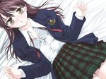  1girl bed brown_hair crescendo d.o. game_cg lying nagira_kaho school_uniform solo uniform 