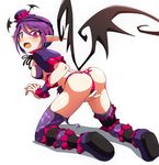  ass blush clam_curry demon_girl fang highres image_sample lamica md5_mismatch panties pixiv_sample pointy_ears print_legwear purple_eyes purple_hair queen's_blade queen's_blade_spiral_chaos short_hair solo succubus tears underwear 