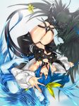  asymmetrical_wings bare_shoulders blue_hair bow breasts cleavage detached_sleeves dizzy guilty_gear hair_bow hair_ribbon large_breasts long_hair md5_mismatch red_eyes ribbon solo twintails wings yamaneko 