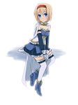  alice_margatroid blonde_hair blue_eyes cape cosplay gloves hairband mahou_shoujo_madoka_magica miki_sayaka miki_sayaka_(cosplay) short_hair solo thighhighs touhou tsuno_no_hito 