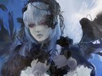  8981 bad_id bad_pixiv_id doll_joints flower gothic hairband lips long_hair purple_eyes rose rozen_maiden silver_hair solo suigintou thorns wings 