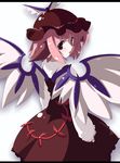  animal_ears dress hat highres letterboxed looking_back mystia_lorelei oka_(bananashoe) pink_hair red_eyes short_hair solo touhou wings 