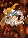  alice_(wonderland) alice_in_wonderland bad_id bad_pixiv_id blonde_hair bloomers doku_ta_pepperko dress falling frills long_hair mary_janes shoes solo thighhighs underwear 