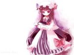  bad_id bad_pixiv_id book bow chaba_(hortensia) hat long_hair patchouli_knowledge pink_bow purple_eyes purple_hair solo touhou 