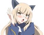  animal_ears blonde_hair blush glasses long_hair perrine_h_clostermann solo strike_witches transparent_background tsundere vector_trace world_witches_series yellow_eyes 