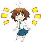  antenna_hair bad_id bad_pixiv_id brown_eyes brown_hair chibi gisho kurihara_nagisa lowres necktie school_uniform sketchbook_full_colors solo 