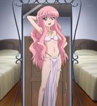  bikini dancer loincloth long_hair long_legs louise_francoise_le_blanc_de_la_valliere mirror pink_eyes pink_hair reflection screencap solo stitched swimsuit third-party_edit zero_no_tsukaima 