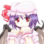  bat_wings blue_hair blush red_eyes remilia_scarlet solo tabako touhou wings 