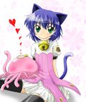  animal_ears bell blue_hair dress green_eyes jellyfish kyouran_kazoku_nikki midarezaki_gekka midarezaki_kyouka naruse smile tail thighhighs zettai_ryouiki 