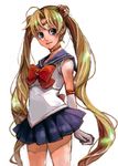  arms_behind_back bishoujo_senshi_sailor_moon blonde_hair blue_eyes blue_sailor_collar blue_skirt bow choker long_hair magical_girl pisuke red_bow red_choker sailor_collar sailor_moon sailor_senshi_uniform skirt solo tsukino_usagi twintails very_long_hair 