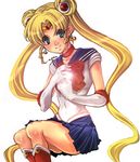  bishoujo_senshi_sailor_moon blonde_hair blue_eyes blue_sailor_collar blue_skirt boots bow choker circlet earrings feet_out_of_frame gloves jewelry knee_boots long_hair magical_girl paranoia red_bow red_choker sailor_collar sailor_moon sailor_senshi_uniform skirt solo tsukino_usagi very_long_hair white_gloves 