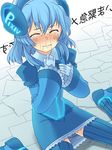 blue_hair closed_eyes crying gloves okina_ika pixiv pixiv-tan sitting snot solo tears thighhighs wariza 