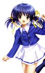  artist_request blush clannad hair_ribbon jacket ribbon school_uniform skirt socks solo sunohara_mei 