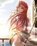  artist_request ass circlet danger_angel jylisys_artemis_le_tevarnee long_hair looking_back panties purple_eyes red_hair solo staff underwear wind wind_lift 