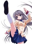  blue_eyes clannad hairband high_kick highres hikarizaka_private_high_school_uniform kicking leg_lift long_hair non-web_source sakagami_tomoyo scan school_uniform silver_hair skirt solo very_long_hair 