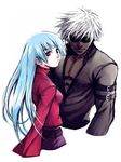  1girl artist_request blue_hair k' kula_diamond red_eyes sunglasses the_king_of_fighters white_hair 