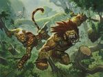  ajani_goldmane angry armor axe fangs feline female forest hair magic:_the_gathering magic_the_gathering male mammal nacatl planeswalker red_hair roaring steve_prescott tiger tree tribal weapon wizards_of_the_coast wood 