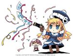  bard_(sekaiju) blonde_hair blue_eyes chibi gun gunner jack_frost multiple_girls sekaiju_no_meikyuu takamura_masaya weapon 