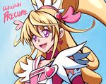  :d aida_mana blonde_hair blue_background brooch choker copyright_name cure_heart curly_hair dokidoki!_precure earrings eyelashes hair_ornament hairpin half_updo heart heart_hair_ornament jewelry long_hair magical_girl open_mouth pink_eyes ponytail precure smile solo toyo-1040-maruthi 