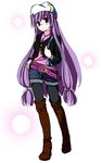  alternate_costume bad_id bad_pixiv_id boots casual contemporary crescent hat legwear_under_shorts long_hair pantyhose patchouli_knowledge pilky purple_hair shorts solo thigh_boots thighhighs touhou 