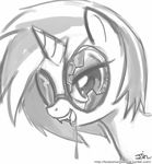  black_and_white broken dripping equine eyewear fangs female feral friendship_is_magic glasses horn horse john_joseco mammal monochrome my_little_pony plain_background pony sunglasses unicorn vampire vinyl_scratch_(mlp) white_background 