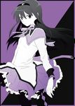  akemi_homura argyle argyle_legwear black_hair black_legwear frilled_skirt frills hairband long_hair magical_girl mahou_shoujo_madoka_magica pantyhose purple_eyes ruchi skirt solo 