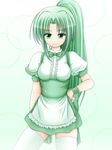  bad_id bad_pixiv_id breasts green_eyes green_hair hand_on_hip long_hair mazakura_senju medium_breasts original solo thighhighs very_long_hair 