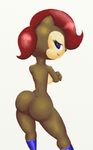  big_butt blue_eyes breasts butt chipmunk female hair looking_at_viewer looking_back mammal norithics nude plain_background red_hair rodent sally_acorn sega side_boob smile solo sonic_(series) white_background 