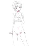  :p bad_id bad_pixiv_id bra breasts cleavage groin hairband heart komeiji_satori kurokuro looking_at_viewer monochrome navel panties panty_pull purple_eyes short_hair side-tie_panties small_breasts smile solo spot_color tongue tongue_out touhou underwear underwear_only untying 