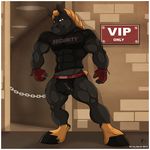  aaron_(artist) abs anthro balls biceps big_muscles bouncer bulge clothing equine fur gloves hooves horse jockstrap looking_at_viewer male mammal muscles nipples pecs pepsi_(fa) pose security shirt solo underwear vein 