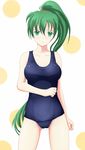  co-de fire_emblem fire_emblem:_rekka_no_ken green_eyes green_hair highres long_hair lyndis_(fire_emblem) one-piece_swimsuit ponytail school_swimsuit solo swimsuit 