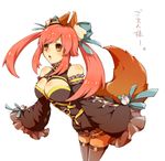  animal_ears bare_shoulders bow breasts cleavage detached_sleeves fate/extra fate/extra_ccc fate_(series) fox_ears fox_tail hair_bow hair_ribbon large_breasts pink_hair ribbon solo tail tamaki_(glass_bottle) tamamo_(fate)_(all) tamamo_no_mae_(fate) thighhighs twintails yellow_eyes 