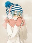  bad_id bad_pixiv_id beanie blue_hair blush earmuffs gloves hat inazuma_eleven_(series) inazuma_eleven_go kariya_masaki kyou_(nodobotokemax) male_focus scarf solo winter winter_clothes yellow_eyes 